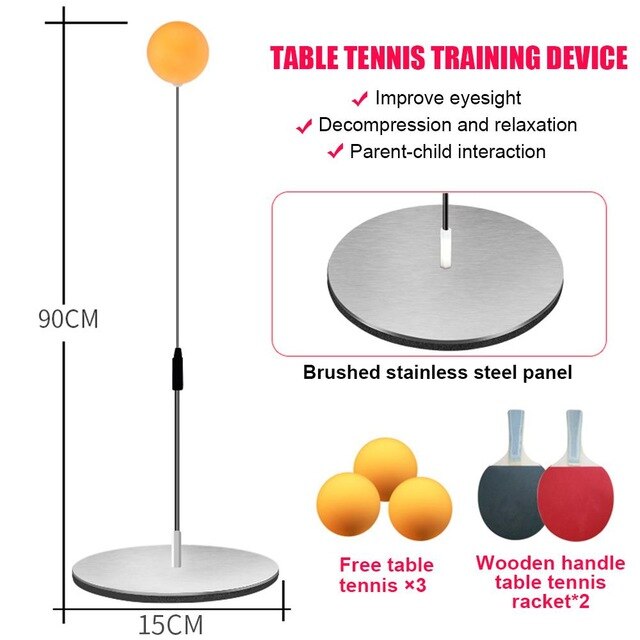 Pingpong Trainer Table Tennis Trainer Racquet Movement Athletics Stainless Steel Wood Table Tennis Practice Game Racket Play: set C