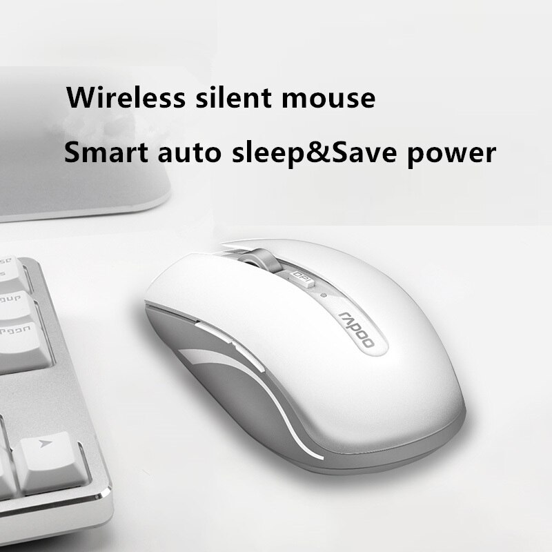 Rapoo 7200M Noiseless Mice Multi-mode Silent Wireless Mouse with 1600DPI Bluetooth-compatible and 2.4GHz for Computer Laptop