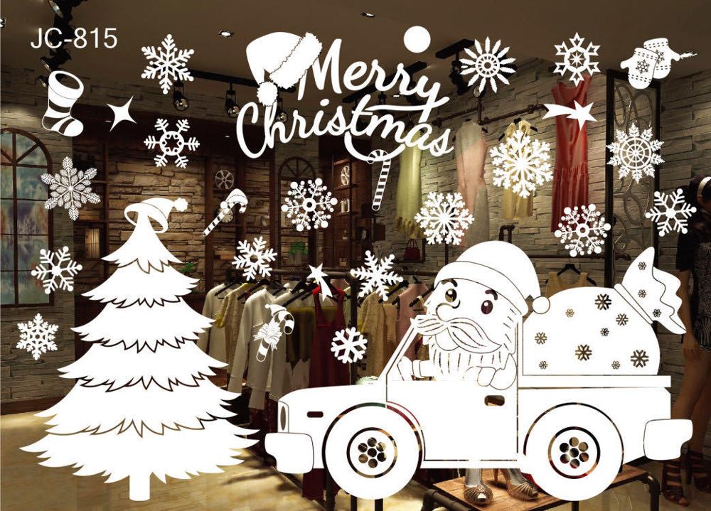Large Merry Christmas Wall Sticker Stylish Santa Window Room Decoration PVC Year Home Decor Removable: C