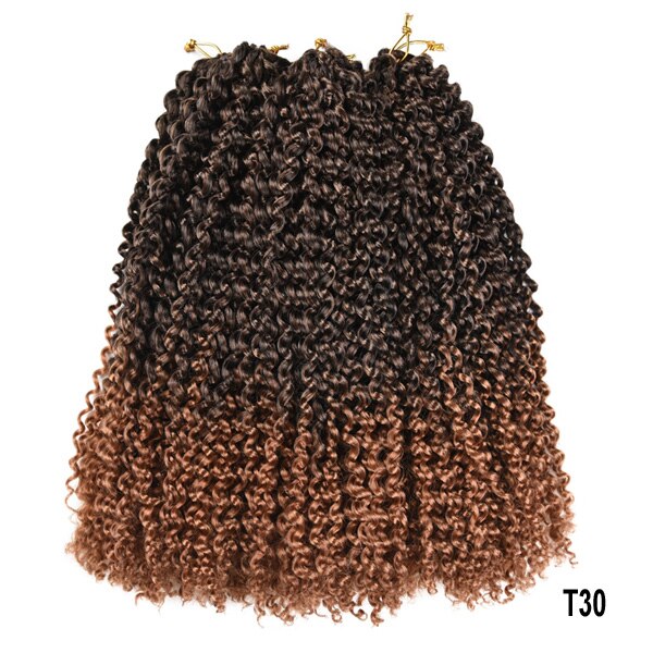 TOMO 12Inch Marlybob Crochet Hair Afro Kinky Curly Crochet Braids Short Ombre Braiding Hair Synthetic Hair Extension for Girls: T1B/30 / 3Pcs/Lot