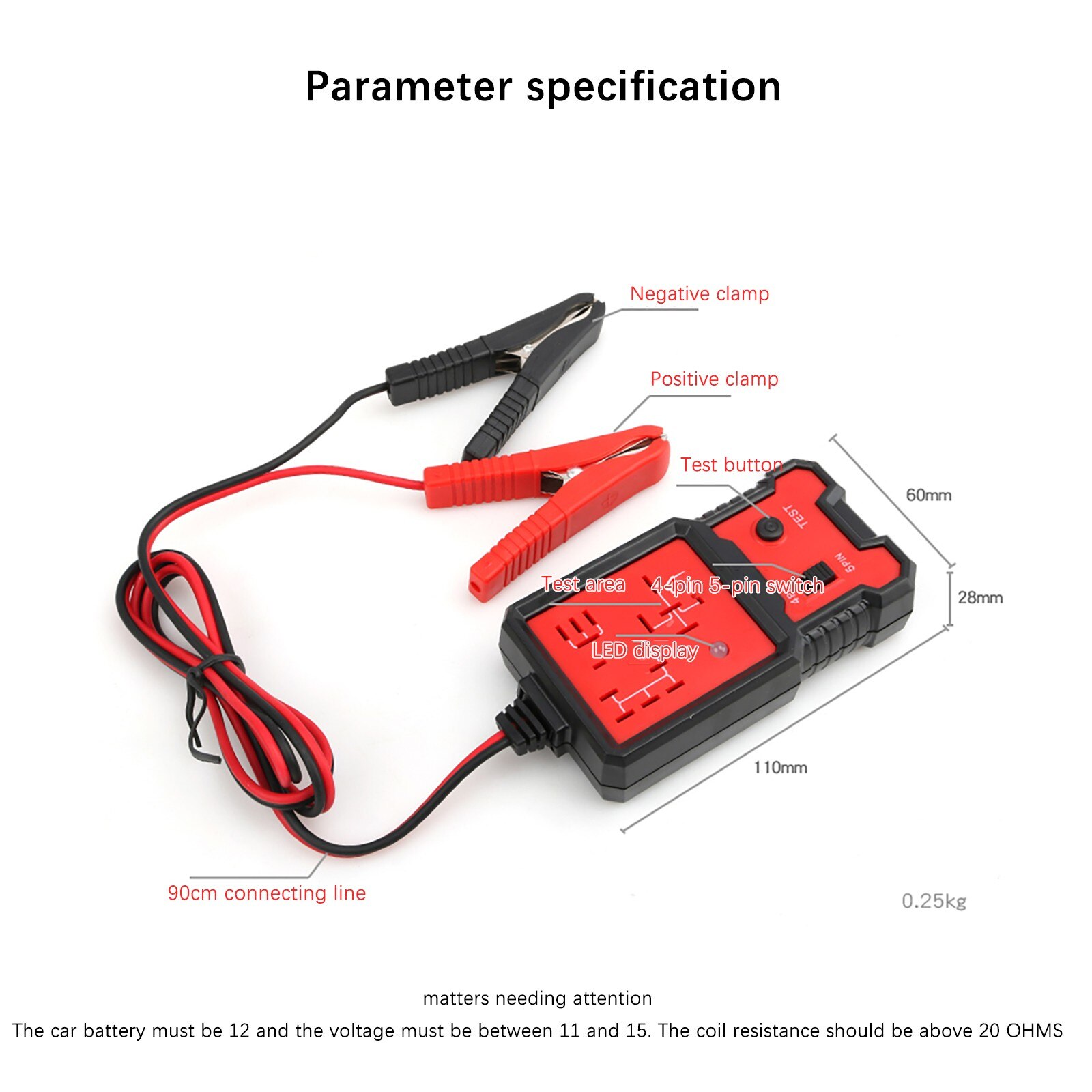 12V Battery Checker Car Battery Load Tester Car Four-pin Five-Pin Relay Tester Universal Electronic Automotive Relay Tester