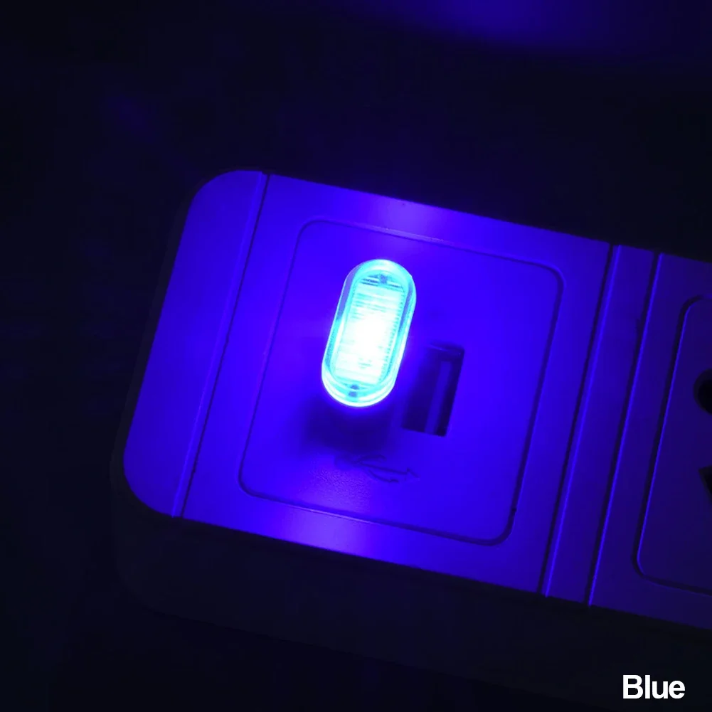 Usb ledet-billys auto interiør atmosfære lys dekorativ lampe nødbelysning pc auto fargerikt lys biltilbehør: Blå
