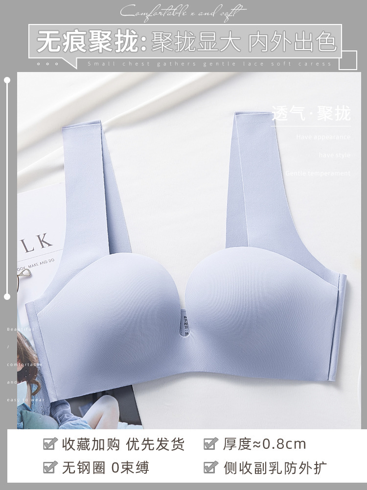 Intimo Push-up senza fili in cotone per bambini monopezzo con reggiseno Push-up regolabile: Gray BlueSingle Unde / 85 38ABThrough Cup