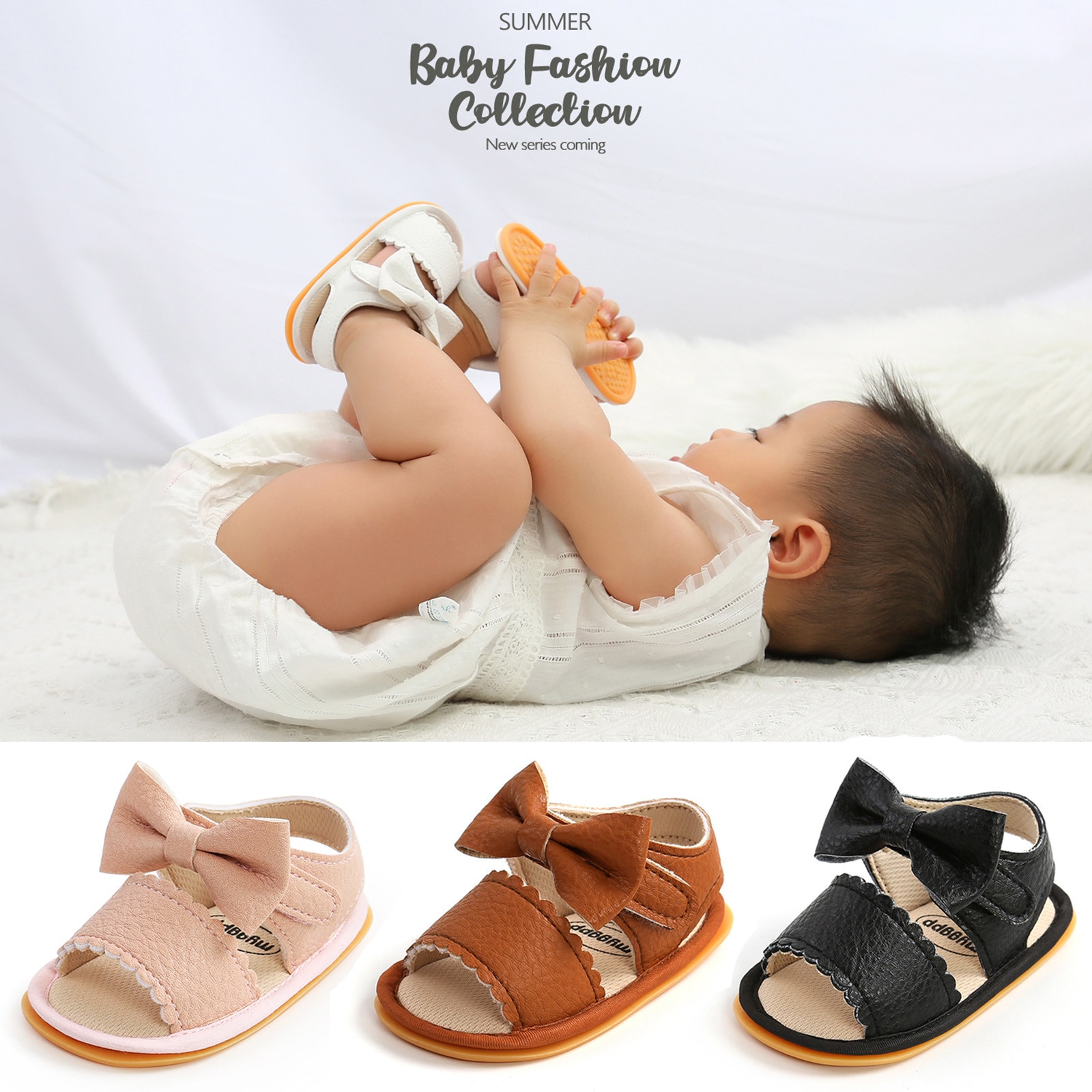 Baby Schoenen Zomer Baby Boy Meisje Slippers Kids Boog Sandalen Zachte Non-Slip Rubberen Zool Platte Wandelschoenen