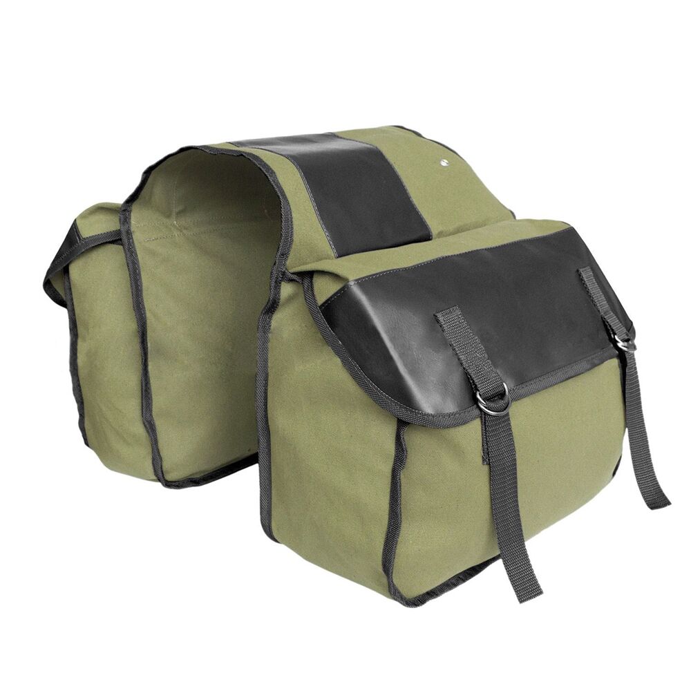 Universal sadeltaske til motorcykeltaske lærred bagsæde bagage tasker til sportster  xl883 1200 til honda til kawasaki: Y -mc0013 grøn
