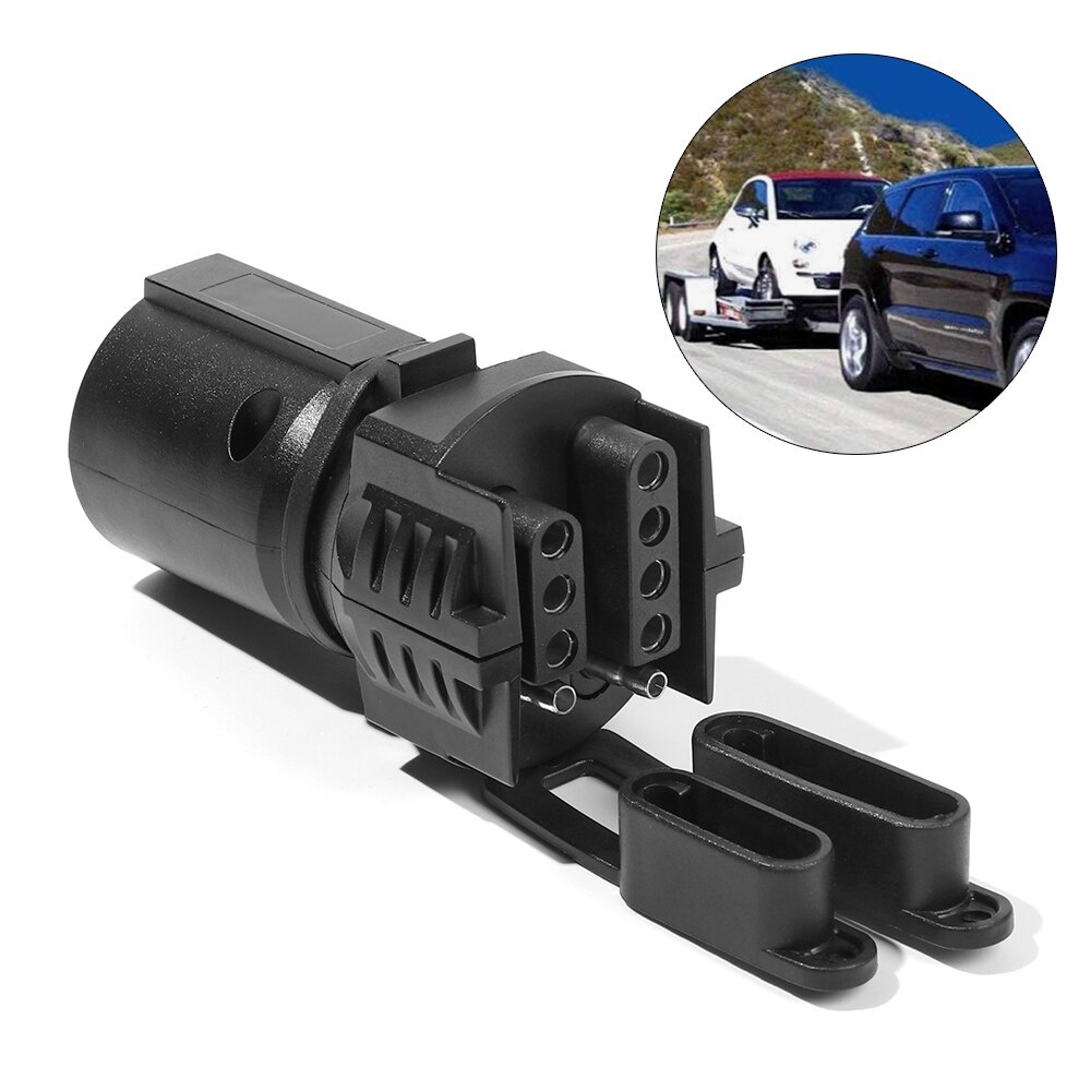 Trailer Plug Adapter 7 Pin Flat Blade to 4 and 5 Round Trailer Connector 7 Way to 4 Way 5 Way 2in1 Flat Blade Plug