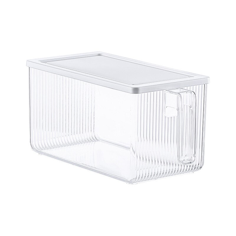 Stackable Plastic Storage Box with Lid and Handle Transparent Pantry Food Container Kitchen Refrigerator Fruit Organizer Bin: clear with handle