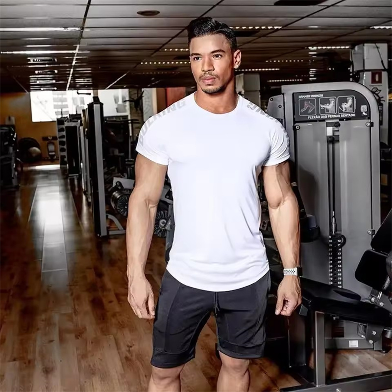 Men Compression Skinny T-shirt Gym Fitness Bodybuilding Shirt Male Summer Running Workout Quick Dry Tee Tops Training Clothing
