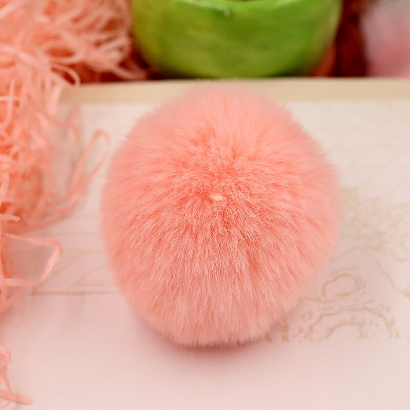 6cm Rex Rabbitt Haarbal Mooie Pluizige Stof Pompom Vrouwen Tas Sleutelhanger Hoofdband Speelgoed DIY Accessoire Sieraden Grote Zachte harige Pompons: Light Pink