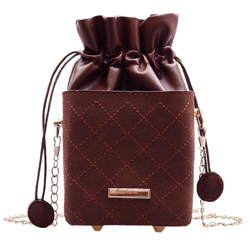 Bolsa feminina com aba pequena, bolsa de mão pequena em forma de balde, com cordão, bolsa transversal 2020: Light Brown