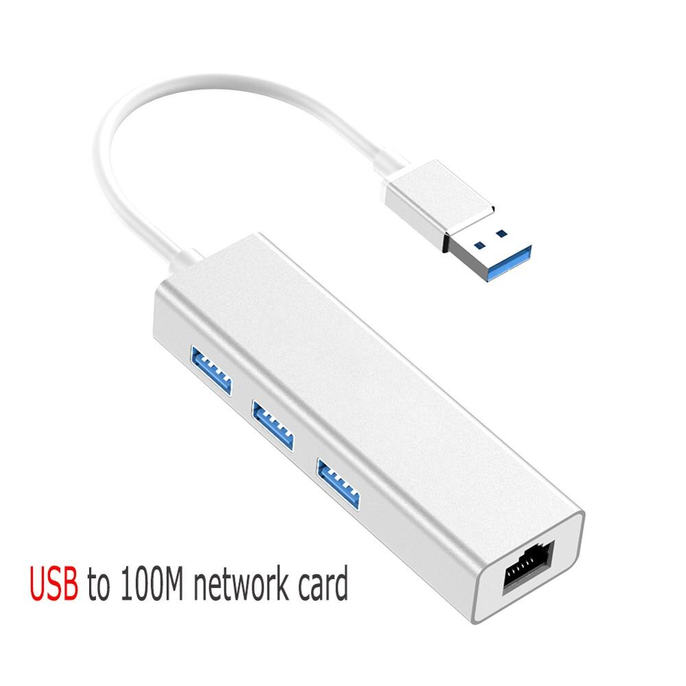 Usb-keskitin  rj45 10/100 mbps tyypin -c 3 portit ethernet-verkkokortti lan-sovitin keskitinmuunnin windows 7/8/10: lle mac os linux vista: Usb e