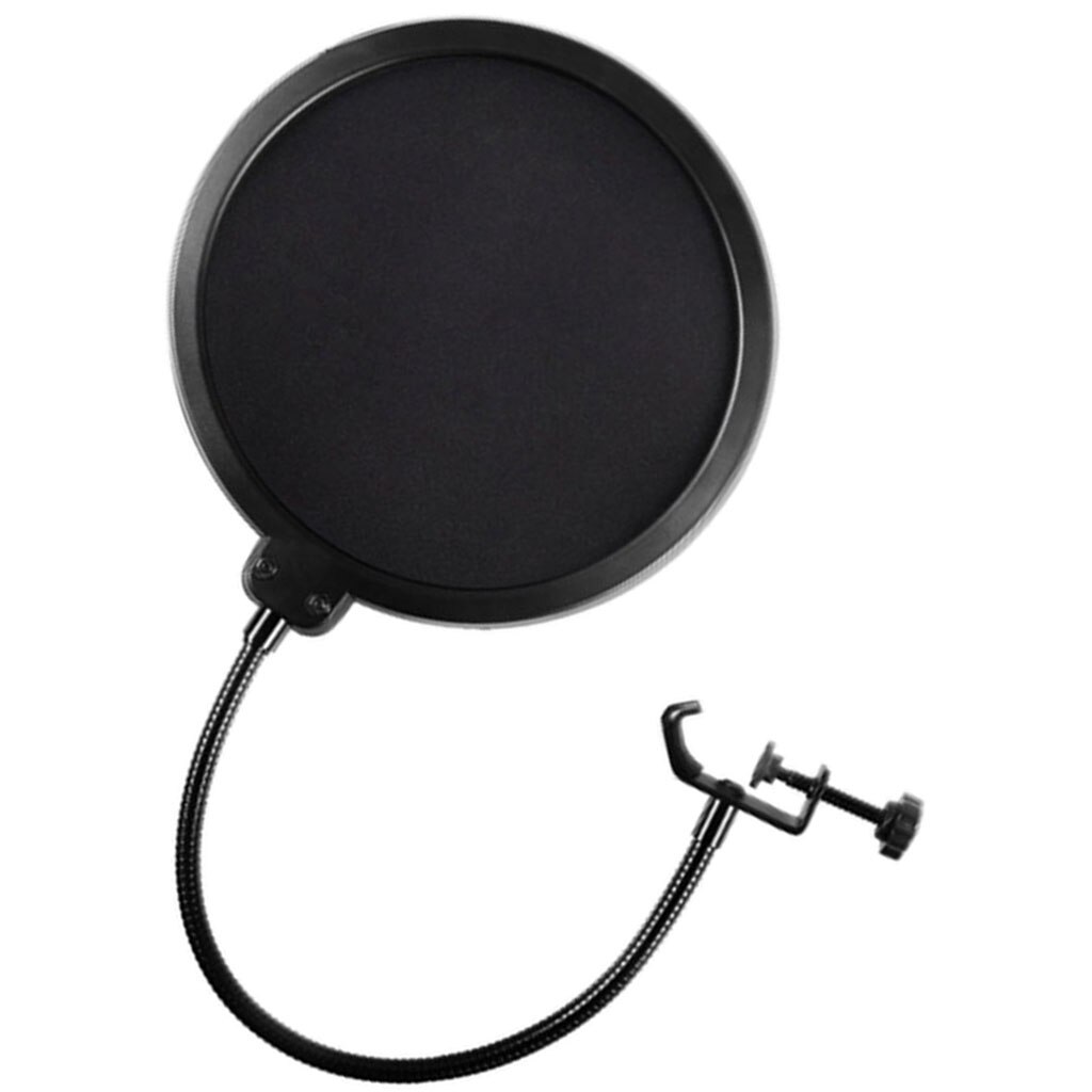 Microphone Mic Wind Screen Pop Filter Mask Shield with Adjustable Swivel Mount and 360 Degree Flexible Metal Gooseneck Holder