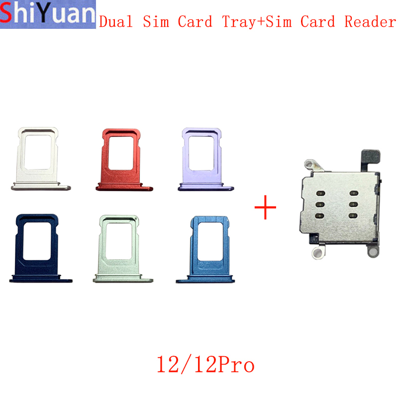 Bandeja de tarjeta SIM Dual original con lector de tarjeta Sim para iPhone 12, 12 Pro, adaptador de soporte de ranura, piezas de repuesto