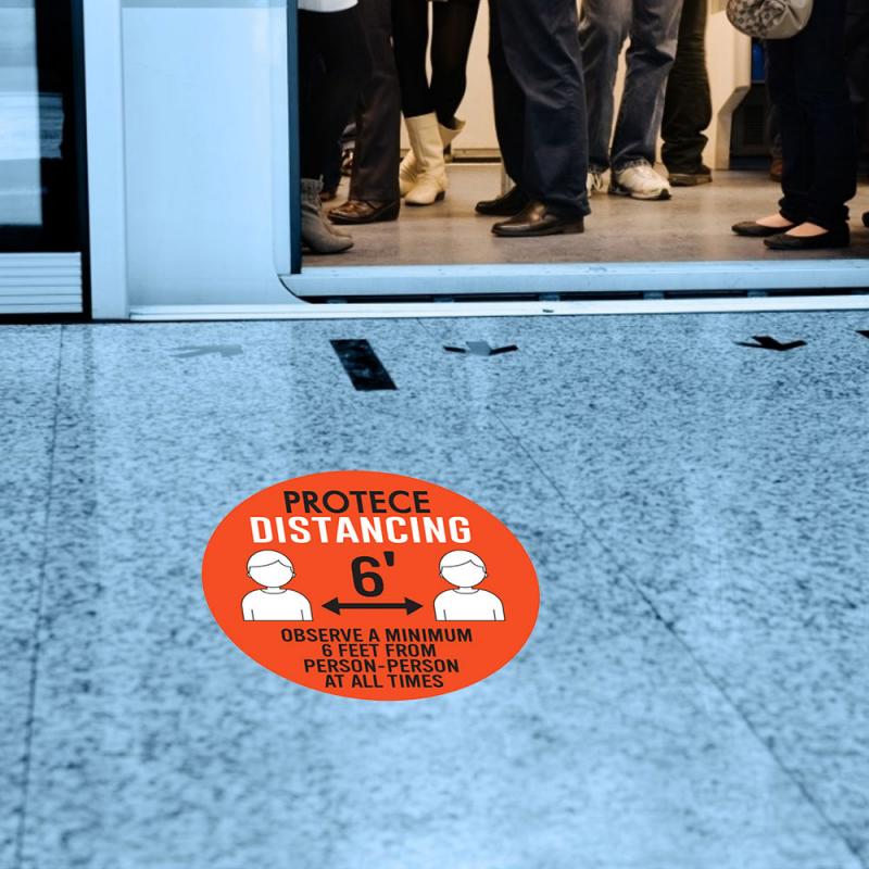Ground Sticker Safety Floor Sign Marker Anti-Slip Sticker Public Area Distance Marker Floor Decal For Distance While In Line