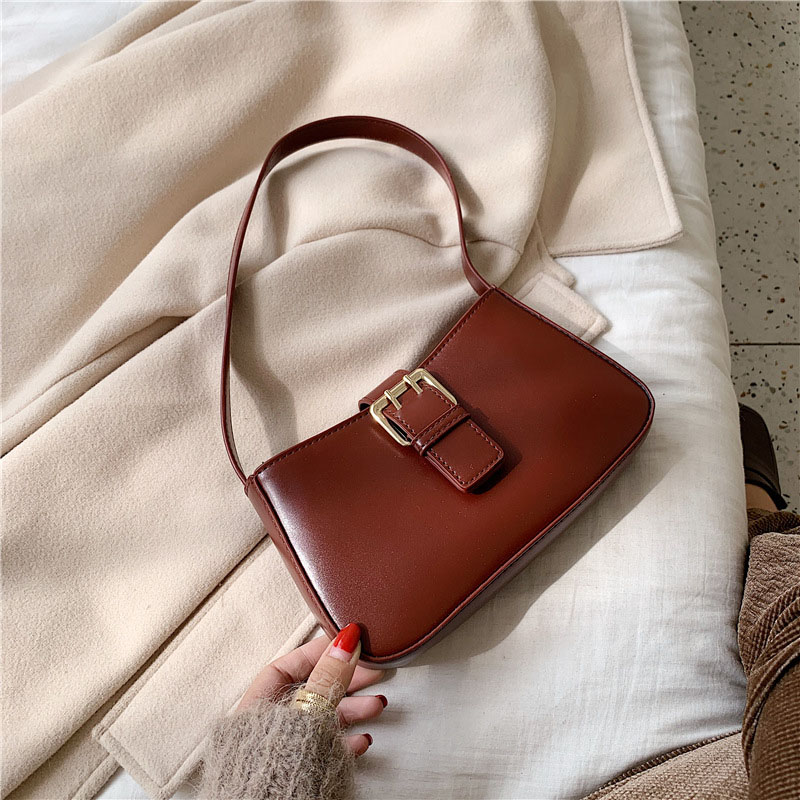 Luxury PU Leather Women Bag Vintage Handbags Baguette Shoulder Bags Casual Mini Evening Clutch Tote Female Simple: Red handbag