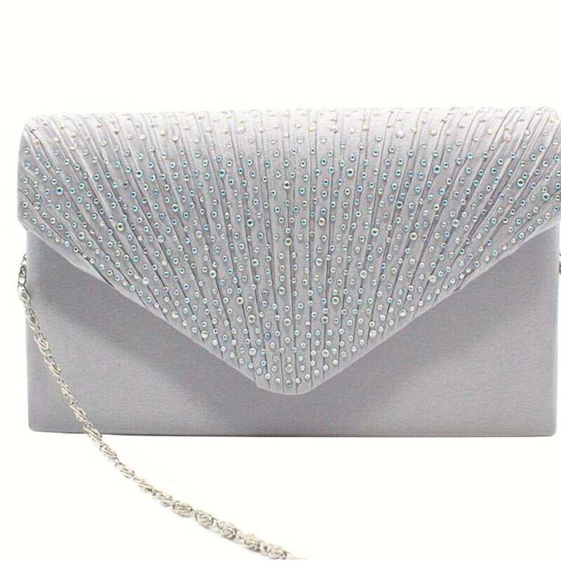 Female Diamond Satin Handbag Ladies Envelope Shoulder Dinner Bag Clutch Party Bags Evening
