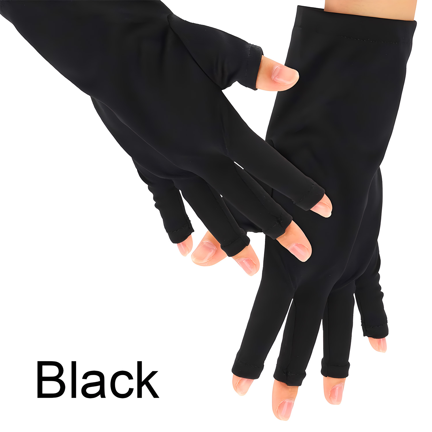 Anti-UV-handschoenen Gel Professionele beschermingshandschoenen voor manicure Bescherm handen Nail Art Rekbare vingerloze handschoen voor thuis buiten: Black