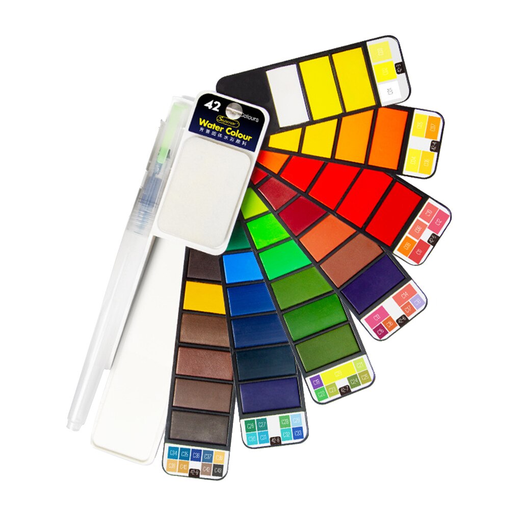 Premium Watercolour Paint Set Field Sketch Drawing Set Travel Watercolor Kit: 42 Colors