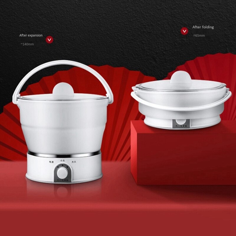 Olla de cocina de silicona de grado alimenticio plegable de 1l olla de cocina portátil Mini olla Cocina eléctrica de viaje
