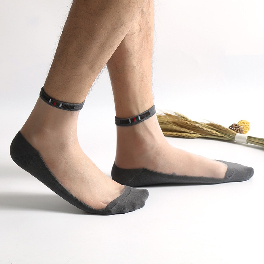 NewMen Socken Ultra-Dünne Glas Silk Kurzen Unsichtbare Transparente Socken Männer Baumwolle Crew Männlichen Baumwolle Anti Skid Atmungsaktive socken: grey