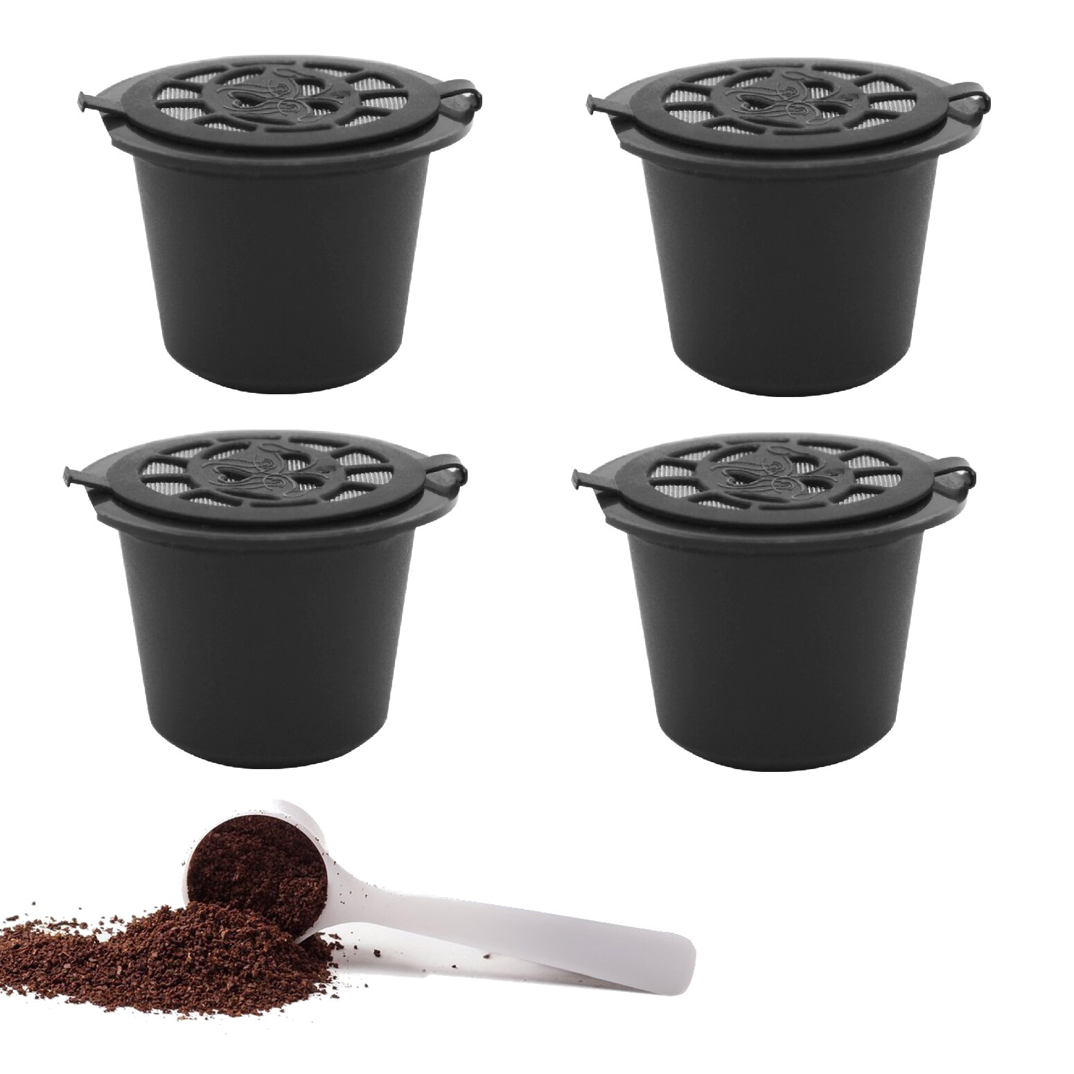 Capsulas para Cafetera Nespresso Reutilizables Rellenables Recargables de Cafe: 4 Cápsulas