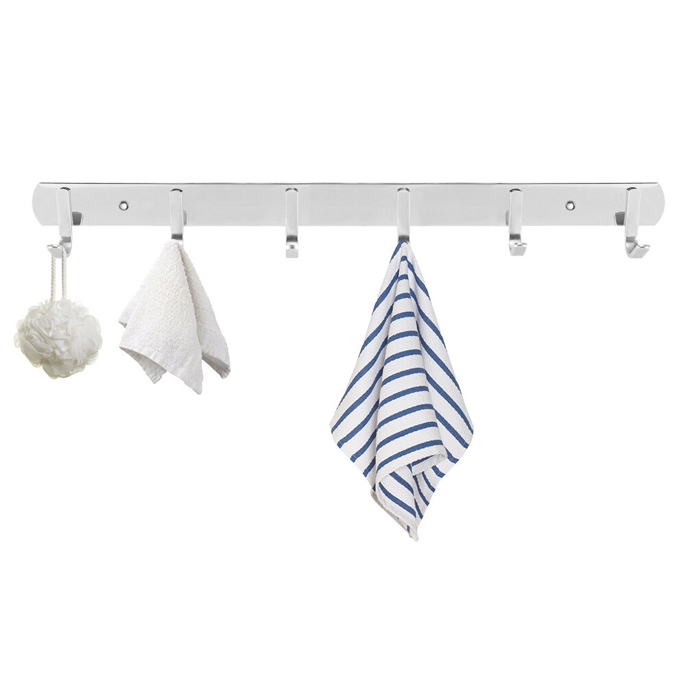 JUSHFO Multi-functional Hook Rail Coat Hook Stainless Steel Coat Hook Wall Hook 4 6 Hook Space Saving 1PC: 6 hooks