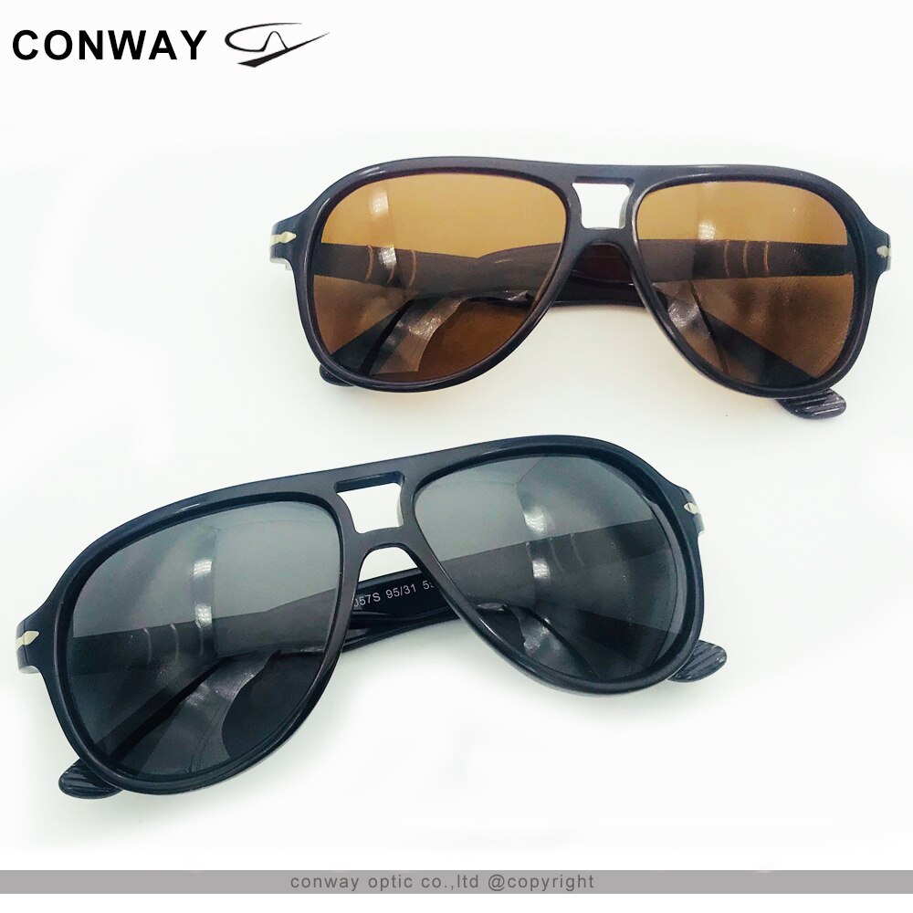 Conway mænd polaroid solbriller pilot stil kørebriller anti glare personlige solbriller mærke acetat stel uv blok