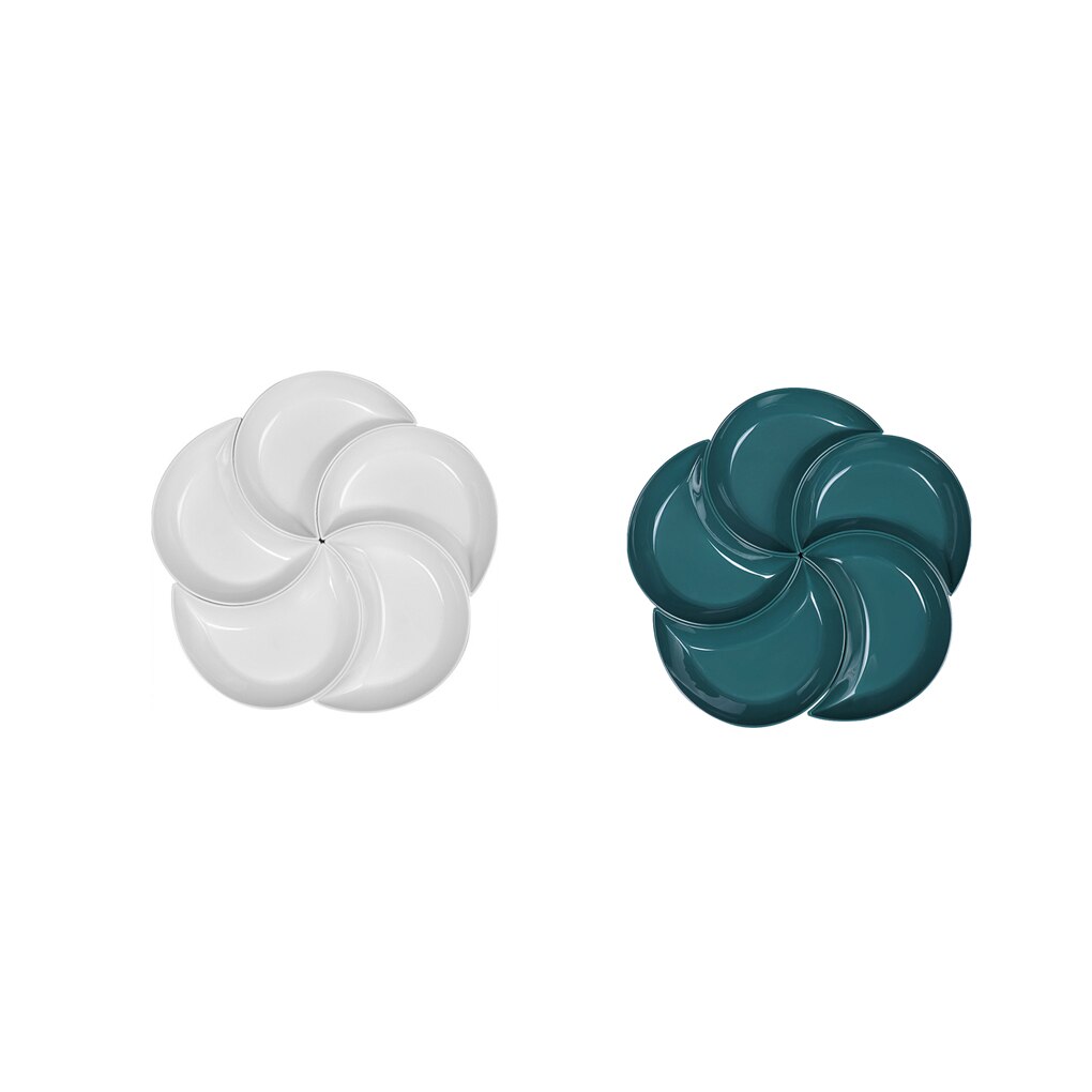 5 Pcs Kitchen Dinner Plates Crescent Shaped White Set Plate Dishes Stackable Food Snack Dinner Dish European Style Platters