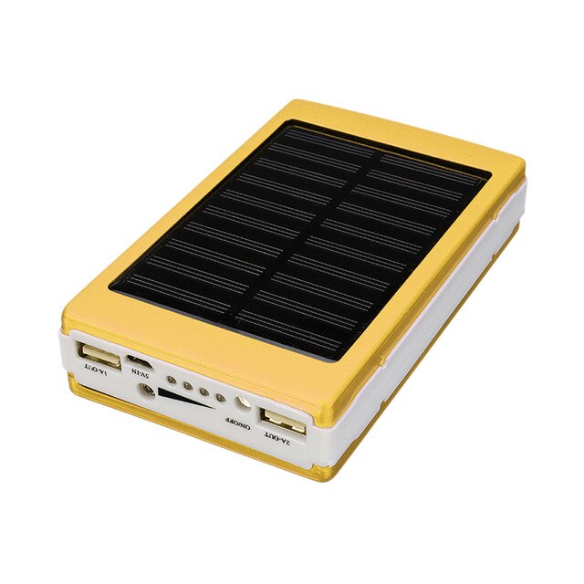 Banco de energía Solar para exteriores, batería de emergencia de 30000mAh, impermeable, doble salida USB, linterna de litio LED para teléfono inteligente: Oro