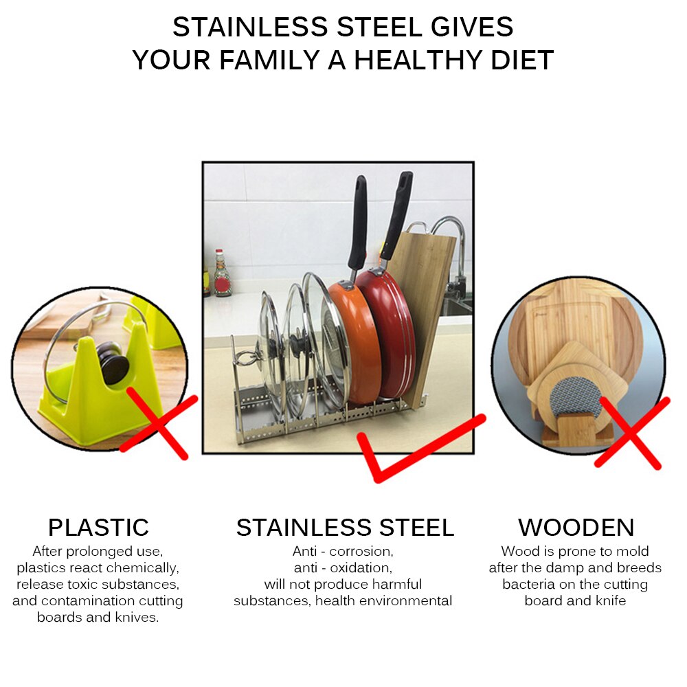 Køkken arrangør pan skærebræt holder fade rack stativ metal opbevaring hylde dræner vask arrangør køkken tilbehør