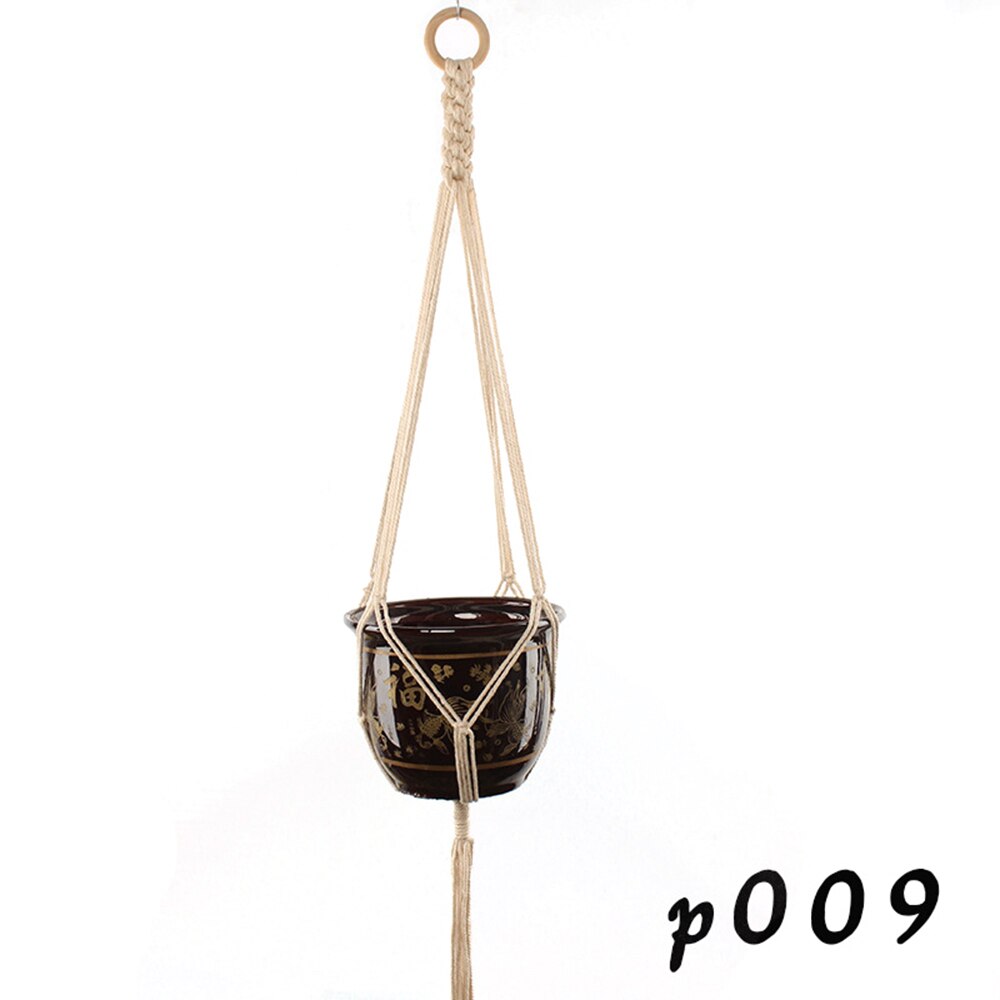 Macrame Katoen Handgemaakte Touw Opknoping Netto Opknoping Mand Vaas Bloem Plant Haak Sling Haak Land Yard Tuin Wanddecoratie: P009