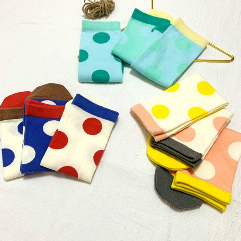 3 Pairs Kids Sokken Koreaanse Dunne Lente Herfst Polka Dot Katoen Knie Hoge Kinderen Sokken Voor 2-12 jaar Jongens En Meisjes