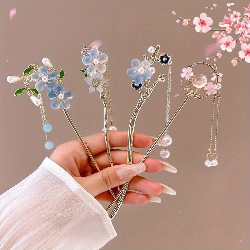 Accesorio para el cabello de estilo chino romántico, joyería de aleación, aguja para el cabello para mujer, adecuado para uso diario, , horquilla de para niñas, 1 ud.