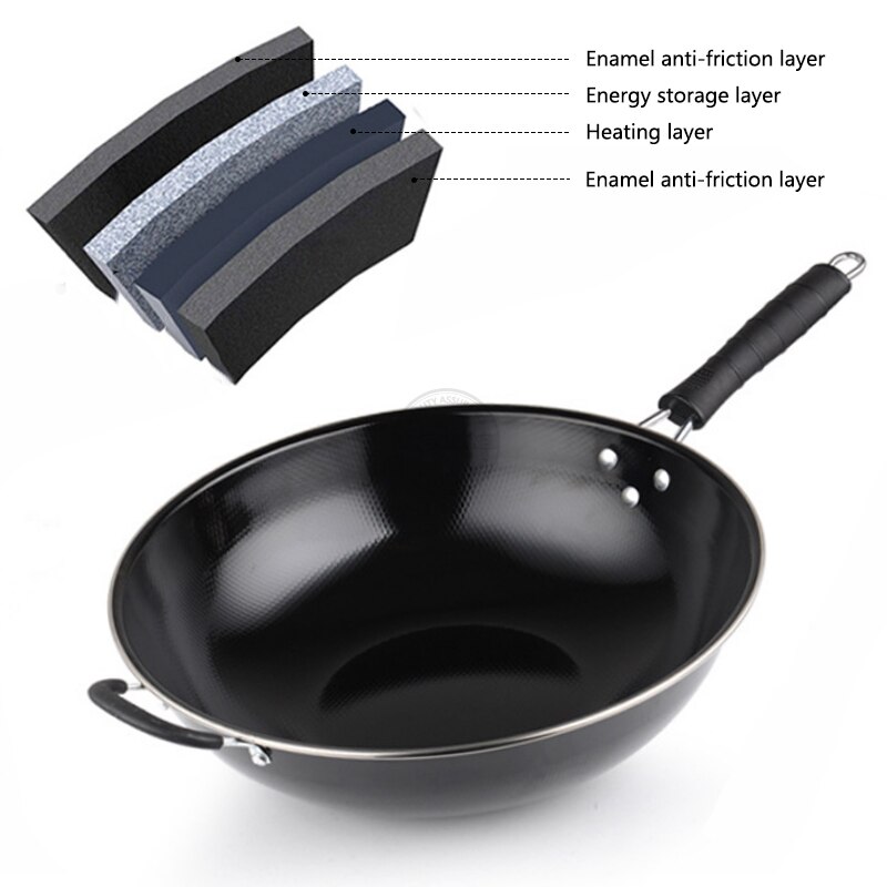 Kitchen Iron Cookeware Chinese Woks Traditionl Handmade Wok Non-coating Cooking Pot Enamel wok Pot Enamel wok Skillet