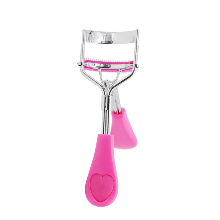 1pc Women Lady Eyelash Curler With Comb Supplementer Clip Nature Curl Eye Lash Eyelash Tweezers: Pink