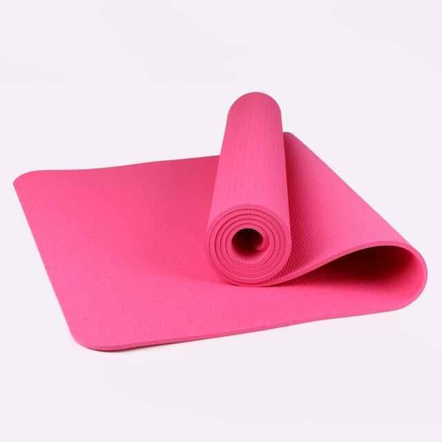 1830*610*6Mm Yoga Mat Tpe Antislip Gymnastiek Mat Pilates Workout Mat Voor Yoga Fitness Gym thuis Yogamat Met Strip Zak: Pink