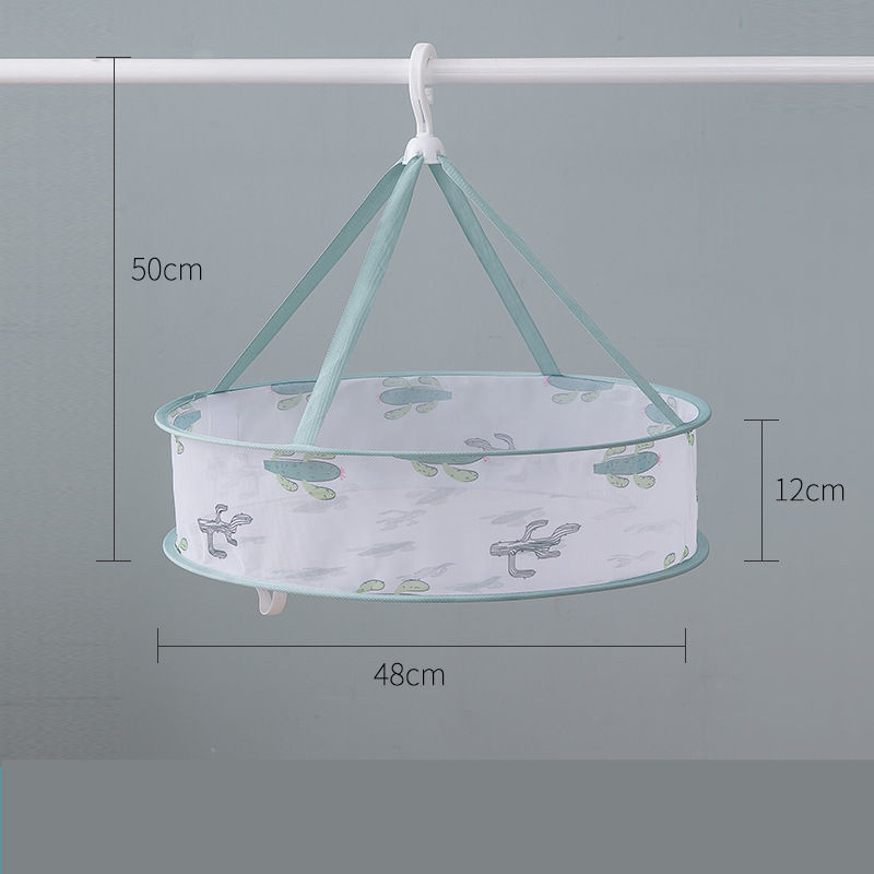 Cartoon Style Clothes Laundry Drying Net Single Double Layer Underwear Drying Basket Round Sweater Socks Drying Net Windproof: 2 layers E 61cm