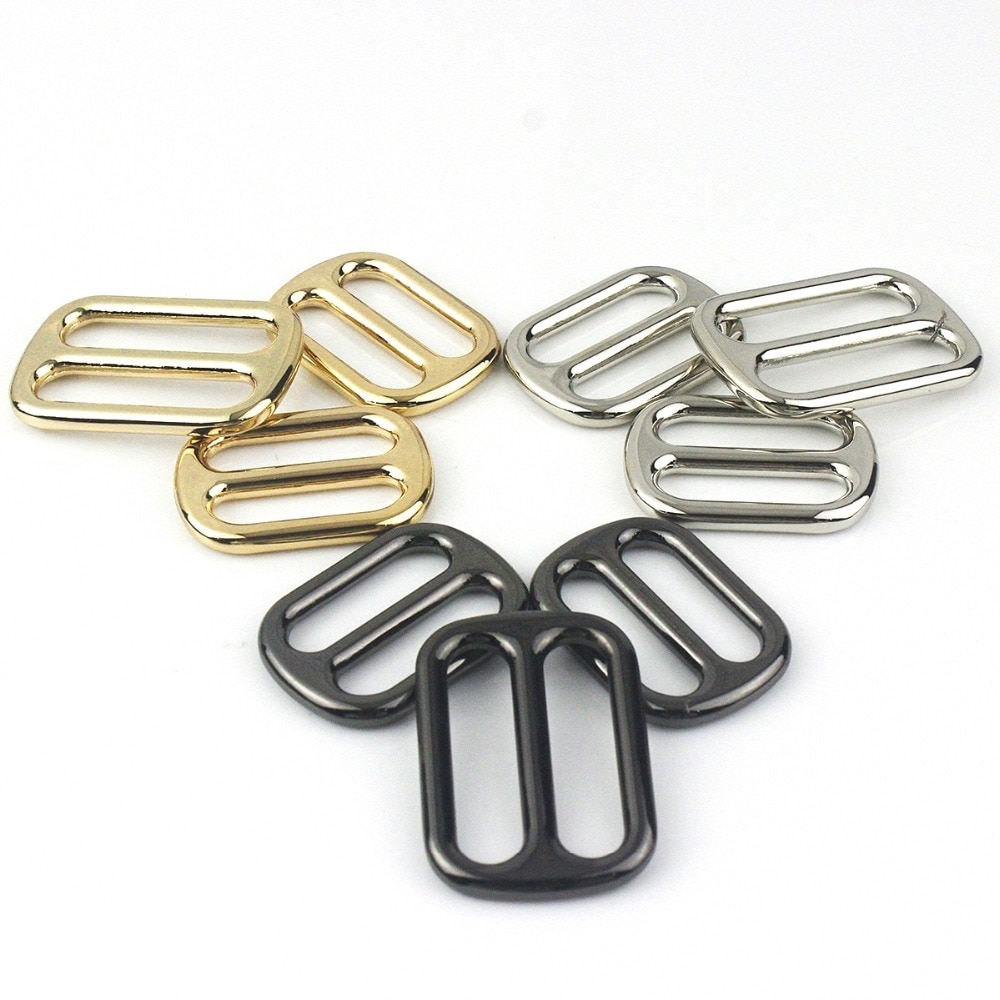10 pcs Metal Tri Glide Slide Buckles Center Bar Adjuster Buckle for Leather Craft Bag Strap Belt Webbing 25/32/38mm