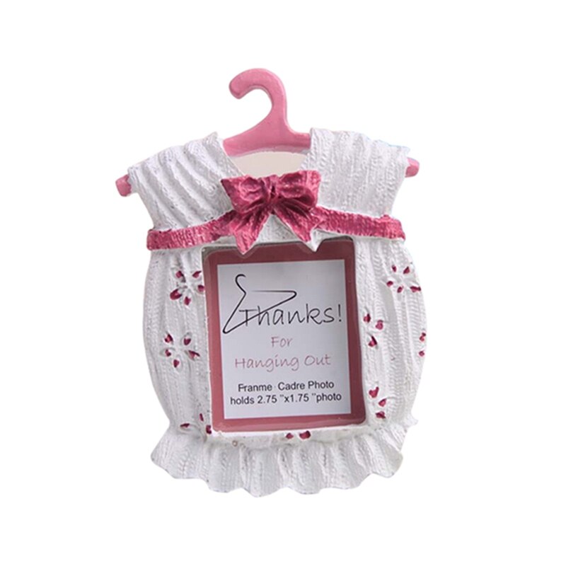 Cute Mini Photo Frame for Baby Birthday Dress Shape Picture Frames DIY Photo Frame Friend Kids Birthday Decor: Pink dress