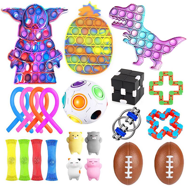 Fidget Toys Sensory Anti Stress Toy Set Figet Antistress Relief Autism Anxiety Bubble for Kids Adults: N