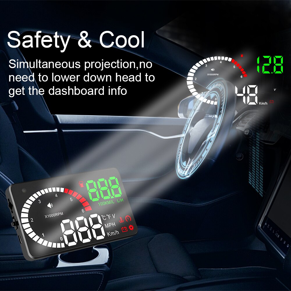 Car Head Up Display HUD LED Windshield Projector OBD2 Speed Fuel Warning 5.5" A8 Voltage Alarm 4" X6 Data Diagnostic Tool