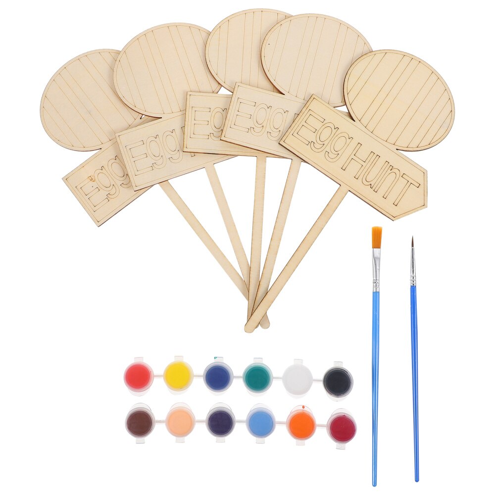 1 Set Easter Indoor Wooden Plug-in Crafts DIY Home Hand Painting Decors (Egg)