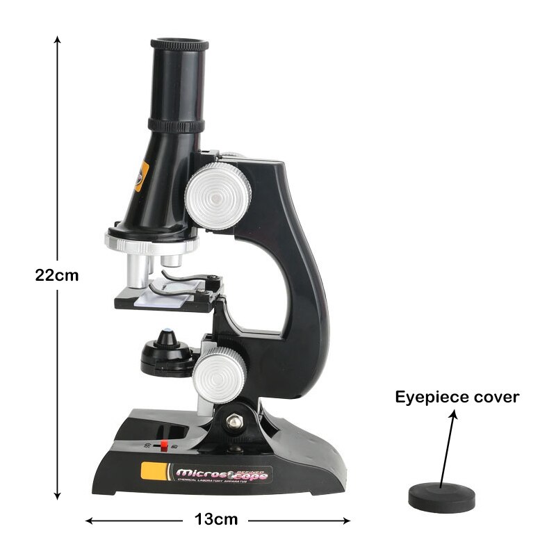 100X-450X Beginner Biological Microscope Metal Body With LED Light And Phone Holder Adapter Plastic Slides For Kids Child