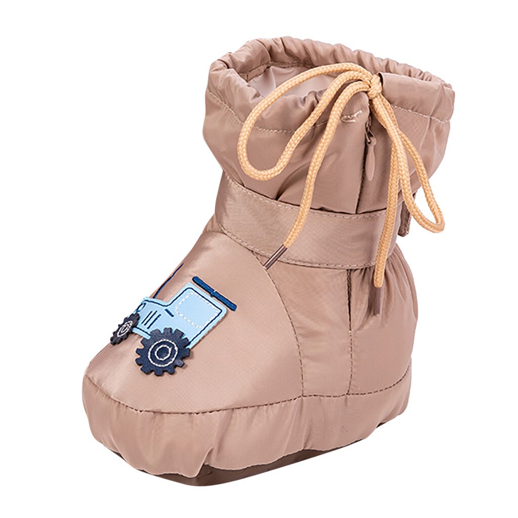 LONSANT Herbst Winter Baby freundlicher Jungen Mädchen Baumwolle Ersten Wanderer Warme Stiefel Einfarbig Gedruckt Komfortable Weichen Schnee Stiefel N30: Kakifarbig