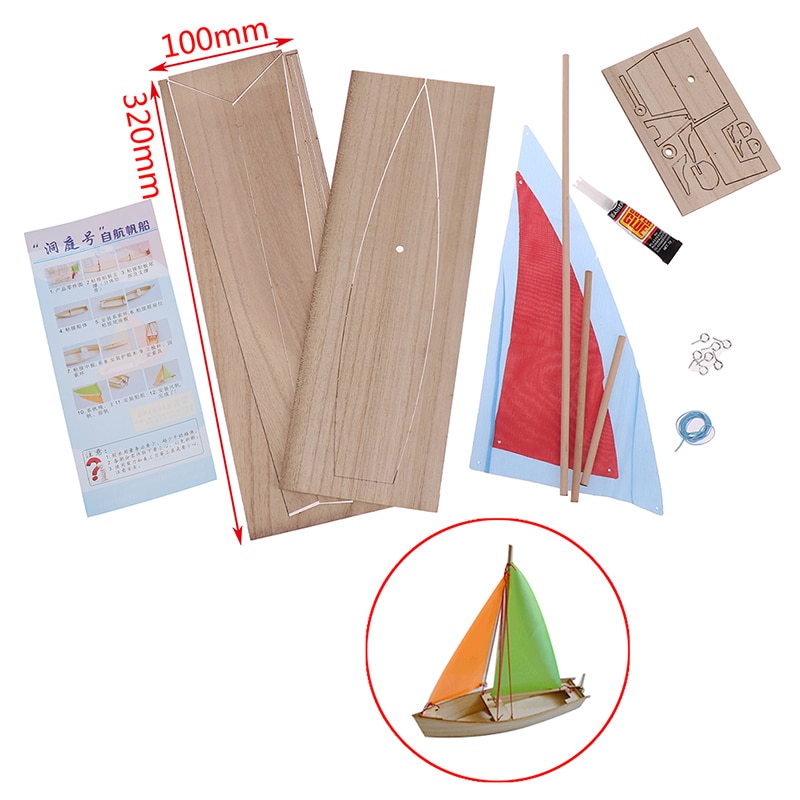 1Pc Dongting Self-propelled Sailing Wooden Ship Model DIY Sailing Assembly Model