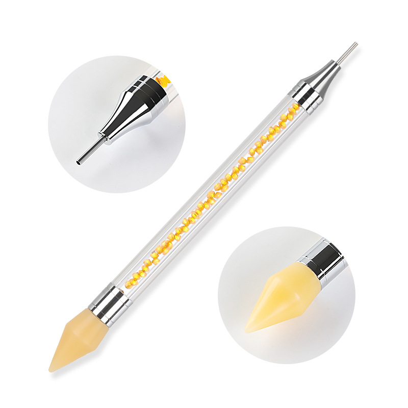 Stylo de cire acrylique à double extrémité pour pointillage des ongles, outil de manucure pour Nail Art, strass, 1 pièce: 01