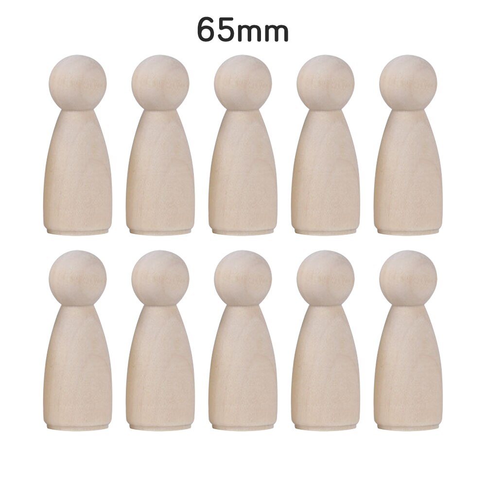 10Pcs 35/43/55/65mm Wooden Peg Dolls Girl Boy Wooden Dolls Kids Room Decor Handmade Diy Wooden Peg Dolls Blank Accessories: 08