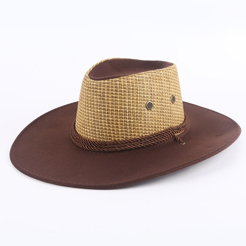 Caluriri miehet naiset cowboy hattu miesten iso lieri kesä merenrantahattu cowboy hattu miesten kiipeilyaurinkohattu rento isäpoika: 1