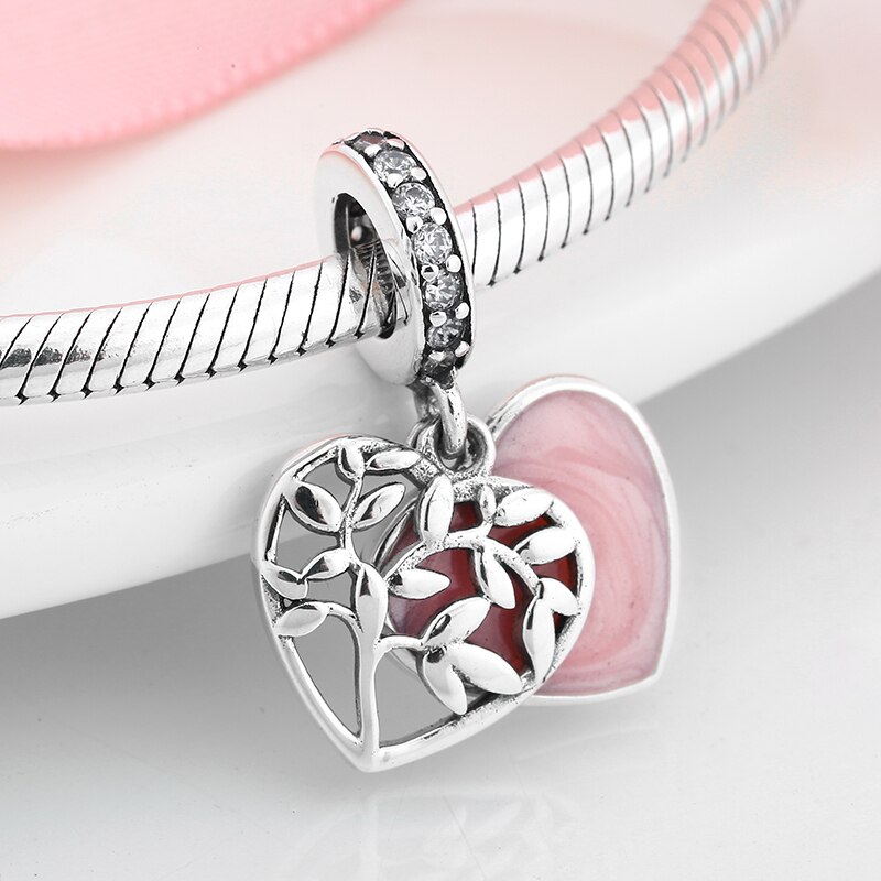 Arbre de vie fait avec amour et cœur, pour la fabrication de bijoux, breloques en émail de , argent 925 original: PD0077