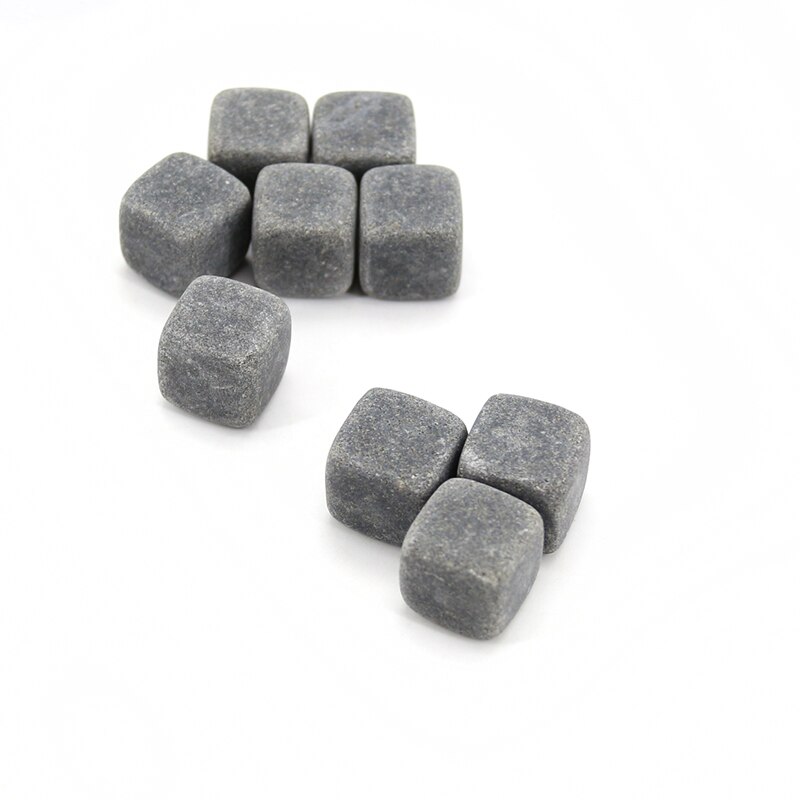 9 Pcs Grey Drank Chilling Stones Graniet Whisky Steen Herbruikbare Nippen Ijsblokje Whisky Rotsen Chillers Wijn Bier Koeler